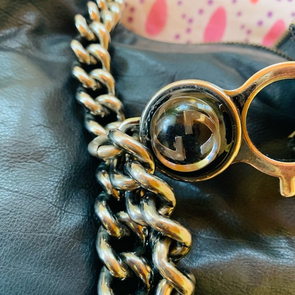 Gucci Black Leather Galaxy Chain Hobo Bag Authentic - Picture 2 of 13